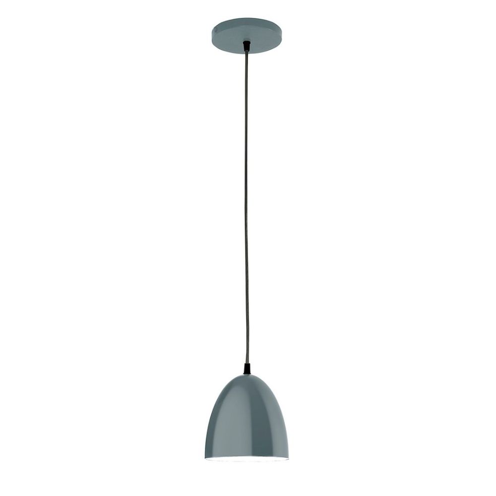 Montclair Lightworks PEB417-40 6" J-Series shade, black cord with canopy, Slate Gray